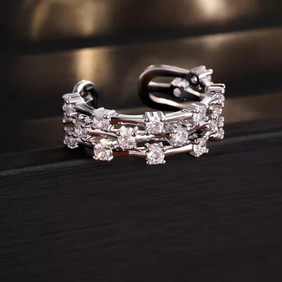 Silver Branch Wrap Ring with Crystal Accents - Picture 4 of 5